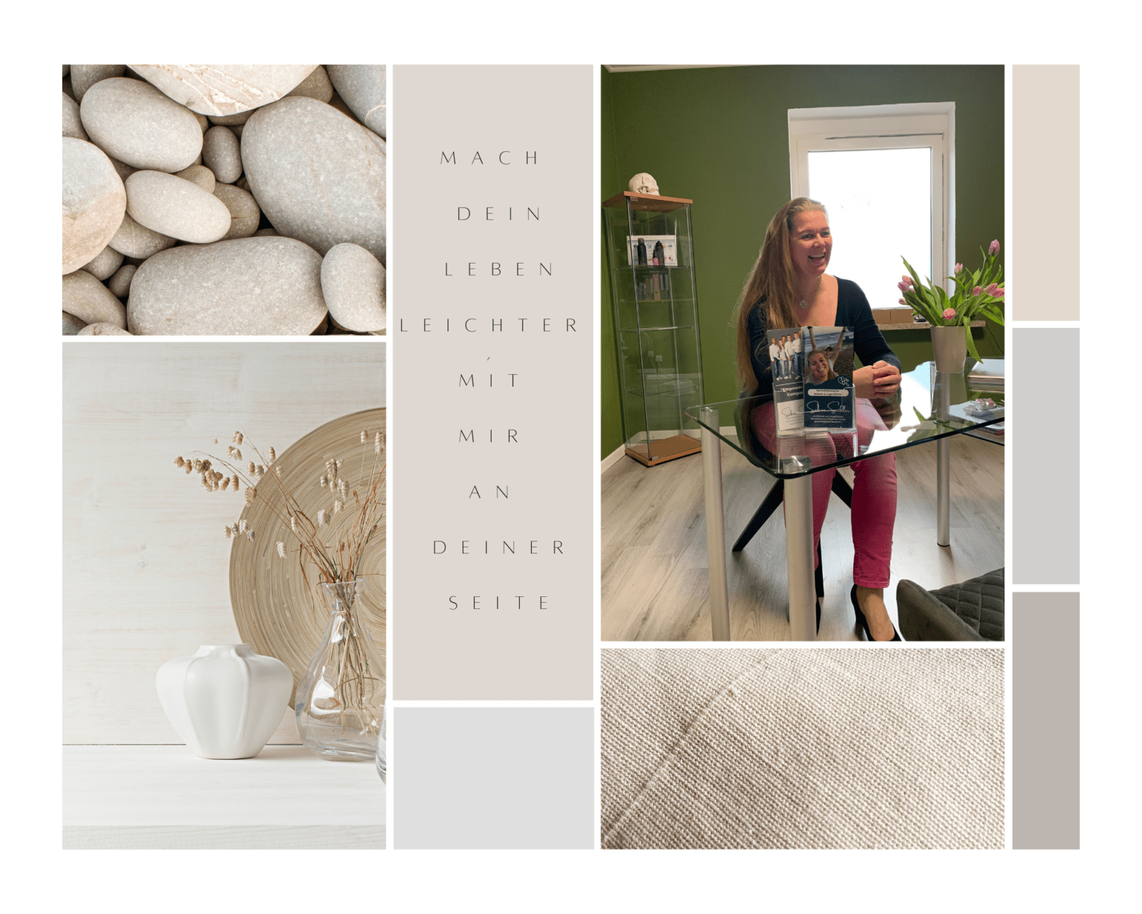 Himmelblau und Braun Weich und Zart Farbe Inspiration Moodboard Foto-Collage